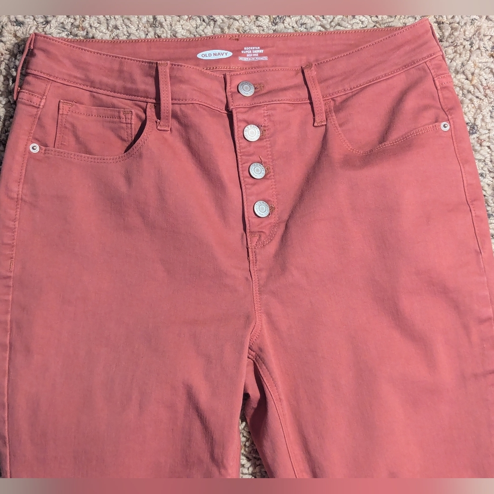 Old Navy High-Waisted Button-Fly Pop-Color Super Skinny Jeans Size 12 Spice Girl - Picture 5 of 7